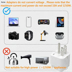 Universal Adapter, Europe to US Plug Travel Adapters, Universal Travel Adapter for USA,Portable and Easy to Use,White,6 Pack