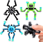 Transformable Fidget Spinner Toys for Kids and Adults,3 Pcs Sensory Toy for Boys Girl ADHD Stress Relief Toys,Fingertip Gyros Travel Toy Party Favors for Teens Birthdays Gifts Easter Present