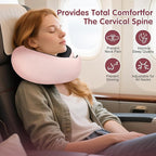 Travel Neck Pillow, Memory Foam Neck Support for Airplane, Car & Office, Breathable Portable Design with Eye Mask, Earplug Holder & Carry Bag, for Women&Men