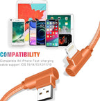 Lightning Charger, 3 Pack 6FT 90 Degree Charging Cable MFi Certified USB Lightning Cable Nylon Braided Fast Charging Cord Compatible for iPhone 14/13/12/11/X/Max/8/7/6/6S/5/5S/SE/Plus/iPad (6FT)