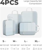 Percover Compression Packing Cubes 4-Piece Set, Packing Cubes Compression for Travel with Label Pockets, Travel Organizer for Carry On & Checked Luggage, Slate Blue