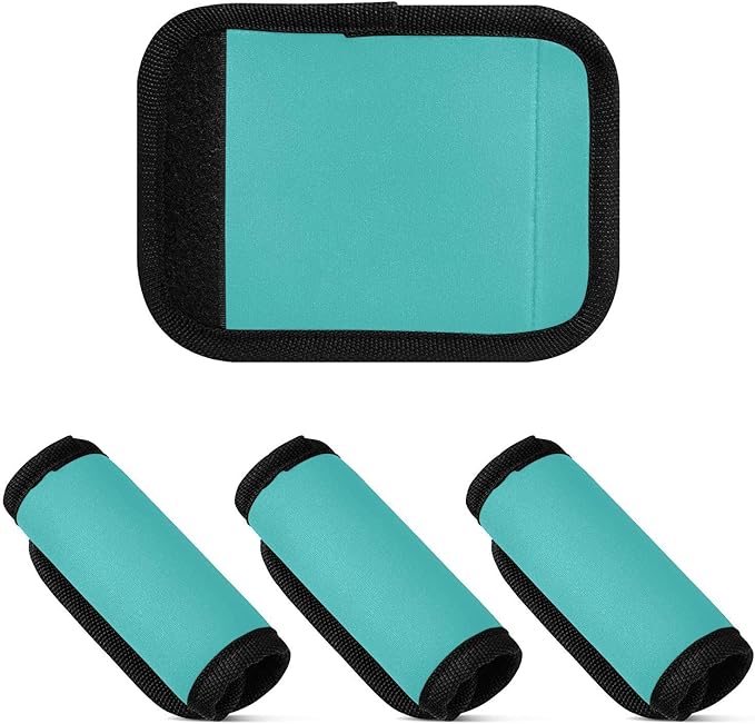 DOMIKING Blue Green Luggage Handle Wraps for Suitcase Luggage Identifier Soft Luggage Marker for Travel Bag Suitcase Luggage Handle Cover Travel Accessories, 4 Pack