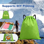 2-Pack Waterproof Drawstring Backpacks, Soccer-Texture Oxford Fabric, 16.9" × 13.8", Lightweight 0.19 lb Each, No Eyelets, Gym & Marathon Gear Sacks(Green)