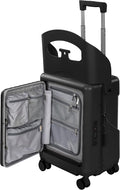 20" Ride-On Luggage with Child Seat, Hardside Carry-On Suitcase with Front Access Shockproof Silent Spinner Wheels, TSA Lock, Charging Port for Kids & Adults & Busy Moms