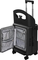20" Ride-On Luggage with Child Seat, Hardside Carry-On Suitcase with Front Access Shockproof Silent Spinner Wheels, TSA Lock, Charging Port for Kids & Adults & Busy Moms