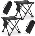 Cididu 2 Pack Camping Stool, 13 Inch Compact Camping Chair Portable, Lightweight Folding Stool Seat with Side Pocket and Carry Bag for Outdoor Hiking, Fishing, Picnic, Beach and Lawn Party, Black