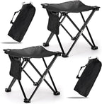 Cididu 2 Pack Camping Stool, 13 Inch Compact Camping Chair Portable, Lightweight Folding Stool Seat with Side Pocket and Carry Bag for Outdoor Hiking, Fishing, Picnic, Beach and Lawn Party, Black