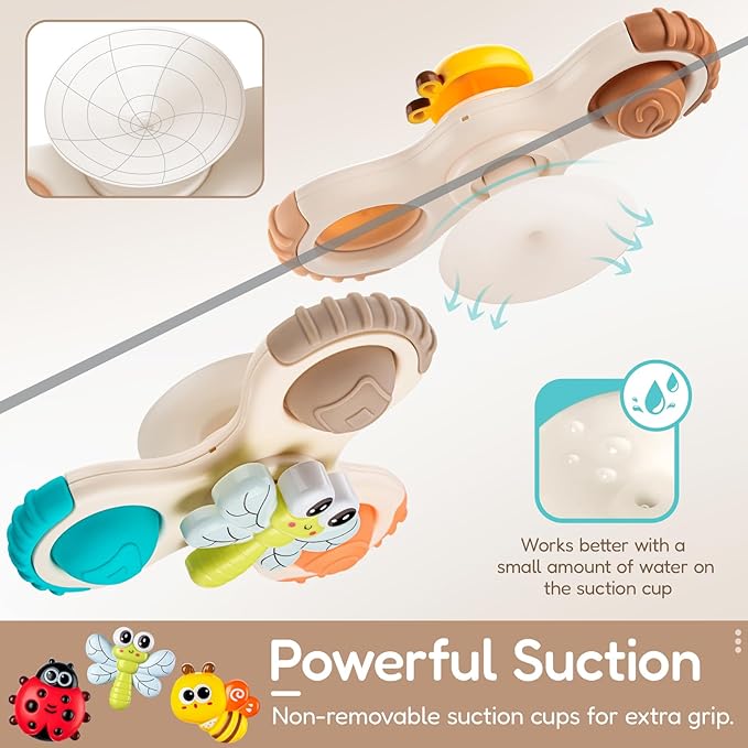 ALASOU 3PCS Pop Suction Cup Spinner Sensory Airplane Travel Toys for 1 Year Old Boy Girl Infant Toddlers|Novelty Spinning Tops 12 18 Months|1 2 Year Old Boy Birthday Gift|Baby Bath Toy Kids Ages 1-3