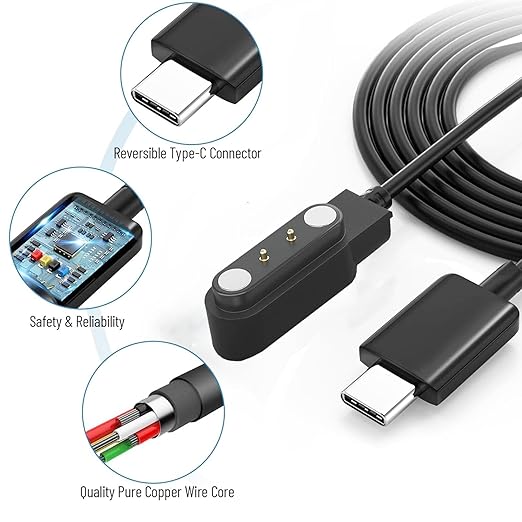 K52 K56 Pro Smart Watch Charger, [2-Pack] Type C Charger for SUNKTA/ESFOE/Linwear/ATEVENSE/EIGIIS/SENBONO K52 K56 Pro Smartwatch USB-C Magnetic Charging Cable