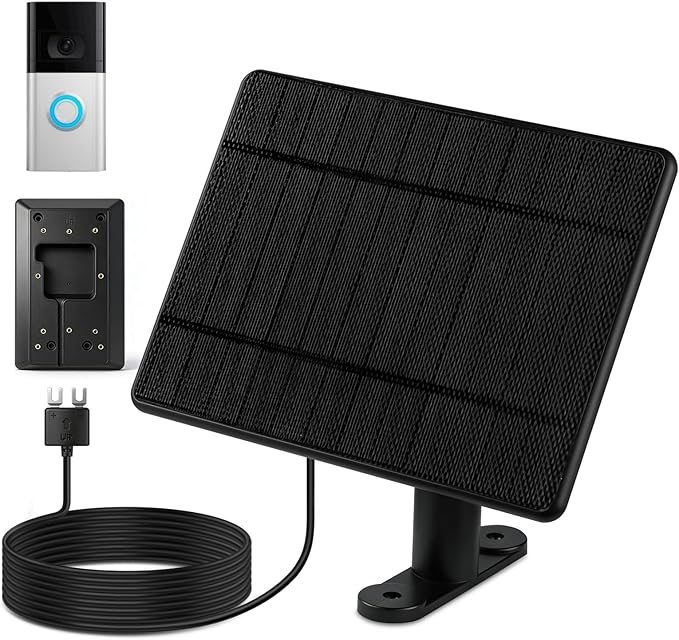 Solar Charger for Ring Doorbell,Ring Solar Panel for Video Doorbell 3/3 Plus/4,Battery Doorbell Plus/Pro(U-Shaped Port)