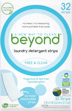 Beyond Laundry Detergent Strips [32 strips] - Free & Clear - Eco-friendly, Hypoallergenic. Travel friendly. Dissolvable Strips.