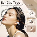 Jewelry-Inspired Clip On Earbuds,Comfortable Fit Open Ear Clip-On Headphones,Wireless Bluetooth Ear Cuff Headphones for Women,Earrings Earbuds for Running,Office,Sport&Gift (Butterfly - Rose Gold)