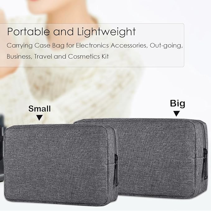 CAAORDKSO Electronic Organizer Travel USB Cable Accessories Bag/Case, Waterproof Electronics Accessories Case Organizer Bag for USB, Cable, Cord, Charger, Phone, Power Bank, Earphone (Small-Dark Gray)