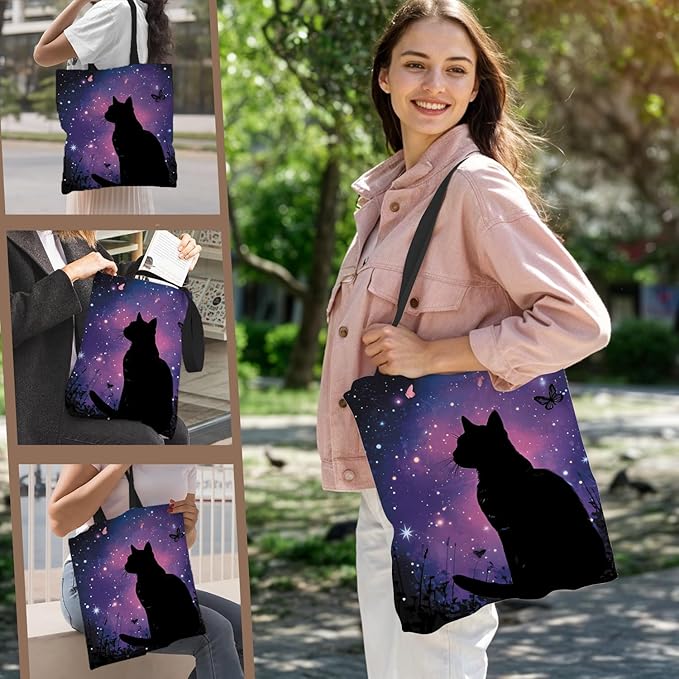 ANNA QUEEN Cat Tote Bag Shoulder Bag Handle Bag for Gym Yoga Picnic Beach Kitchen Reusable