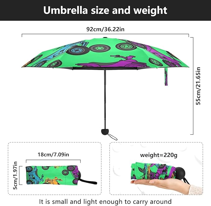 Cowboy Boots Pattern Umbrellas for Rain Windproof Small Folding Compact Mini Travel Umbrella for Purse Lightweight Portable Pocket for Women