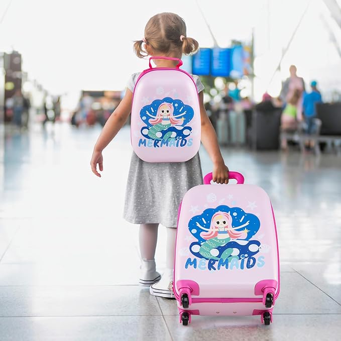 Goplus 2PC Kids Luggage, 12" & 16" Kids Carry On Luggage Set with 4 Spinner Wheels, Lightweight Rolling Spinner Suitcase for Children Toddlers Boys and Girls Travel
