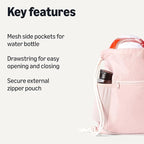 Amazon Basics Drawstring Lightweight Gym Bag Soccer Backpack with Zipper Pouch, Mesh Side Pockets for Water Bottle, Large, Pink