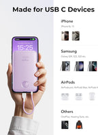 VIYISI Slim Portable Charger Power Bank 10000mAh, PD 20W Fast Charging Compact Battery Pack with Built-in USB C Cable, Travel Essential Compatible with iPhone 17 16 15, Samsung, Android - Purple