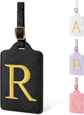 Personalized Initial Luggage Tags for Suitcase TSA Approved, Black Leather Cute Luggage Tag with Privacy Cover Name Card, Embroidered Custom Luggage Tags Travel Backpack Tags Gifts for Women Kids(R)