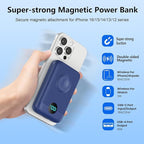 Magnetic Portable Charger for iPhone & iWatch,10800mAh 25W PD Fast Charging USB C Power Bank,4 Output Dual-Side Magnet Travel Essentials Battery Pack for iPhone 17/Air/16/15/14/13/12 Series (Blue)