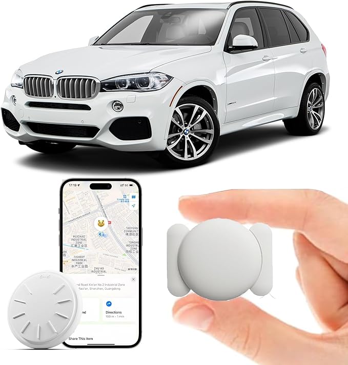 Car GPS Tracking Device for Vehicles, 1PCS Real Time GPS Tracker Work with Find My (iOS Only),Hidden Mini GPS Tracker,No Monthly Fee (White Tracker, White Magnetic Case)