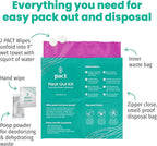 PACT Pack Out Kit - Camping Poop Kit Includes Wet Wipes, Smell Proof Disposal Bags, Hand Wipes, Poop Powder for Odor and Human Waste Bags for Camping and Backpacking