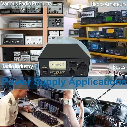 13.8V 30A Power Supply for Ham Radio - AC to DC Converter with Cigarette Lighter Socket & Cooling Fan, STP1330 (SKY TOPPOWER)