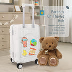 Apelila 20" Ride-On Suitcase with Seat, Double Handle Carry On Luggage with Mesh Pocket & Side Hooks, Hard Shell Spinner Wheels, TSA Lock & Seat Belt