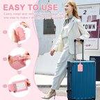 Personalized Initial Luggage Tags for Suitcase, Pink Leather Cute Luggage Tags with Privacy Cover Name Card, Embroidered Custom Monogrammed Luggage Tag Travel Bag Baggage Tags Gifts for Women Kids(C)