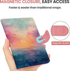 Passport Holder for Travel Essentials, RFID Blocking Leather Cover Wallet with Magnetic Closure, Aesthetic & Cute Passport Book Case for Women and Men - Sunrise (Upgraded with Money Pocket)
