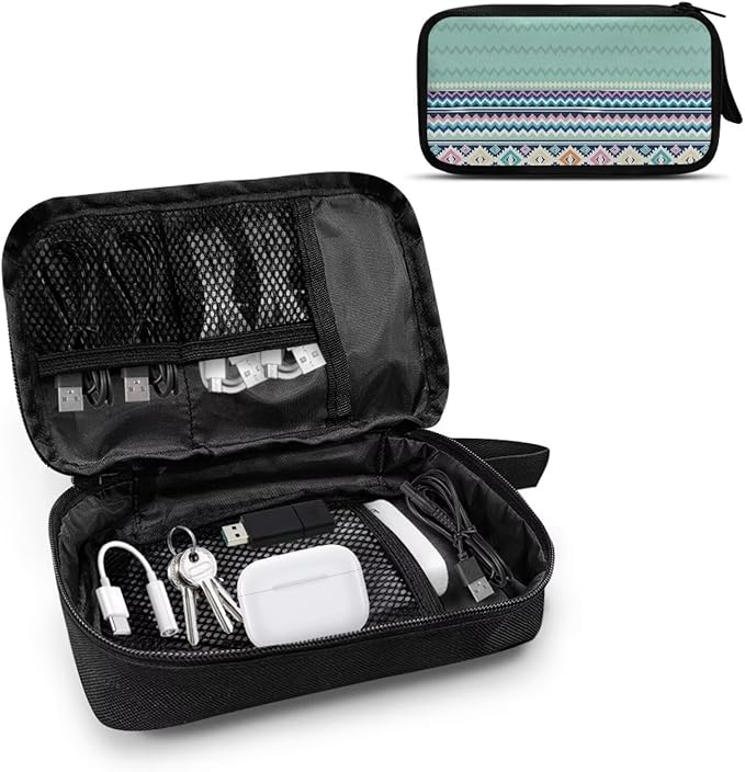 Geometric Electronic Organizer Cord Organizer Travel Pouch Electronic Accessories Carry Case Large Travel Cable Organizer Bag for SD Card Phone Power Bank