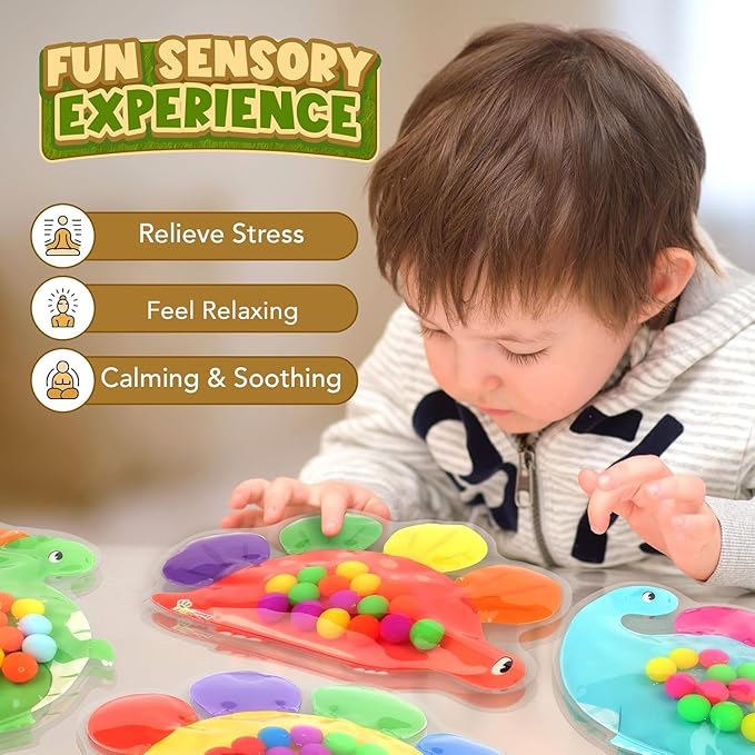Dinosaur Color Sorting Sensory Toy - Roadtrip Travel Essenstial for Toddler, Fine Motor Games Boys Toys, Dementia Autistic Gift Quiet Fidget for Classroom Preschool Learning Activities for Kid Toddler