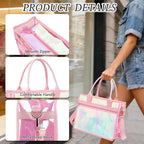 Fammart Iridescent Clear Beach Bag for Women, Jelly Tote Bag Waterproof Sandproof Pool Bag Cruise Vacation Essentials