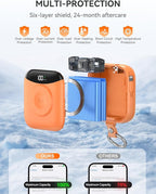 Portable Charger, 10000mAh 22.5W Fast Charging Power Bank with Built-in Cables, Travel Essentials Battery Pack with LED Display for iPhone, Portable iWatch Charger for 11/10/9/8/7/6/5/SE/Ultra Orange