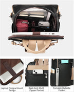 FADEON Leather Laptop Backpack for Women Designer 15.6 inch PU Laptop Bag, Ladies Travel Computer Work Backpack Black