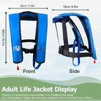 Manual Inflatable Life Jacket| Inflatable PFD Vest Adult| Life Vest for Adults| Outdoor Water Sports| Supports up to 330 lbs|33g of Carbon Dioxide Cylinder