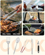 Gaialoop Portable Camping Cooking Utensils Set, Camp Kitchen Set with Organizer Bag, RV Essentials Outdoor Cooking Utensil Kit for Travel, Picnics, Camping, BBQs, Parties