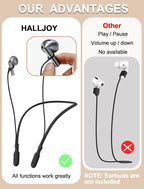 HALLJOY for Galaxy Buds 4/4 Pro/Buds 3/3 Pro Strap Neckband, Anti-Lost Accessories, Support Volume Control, Ergonomic Design, Fit Airpods Pro 3/2/1, Airpods 4, 3, 2, 1, Black Band/Black Tip