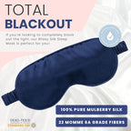 Blissy Silk Sleep Mask - Eye Sleeping Mask for Women & Men for Total Blackout - 100% Pure Mulberry Silk, 22 Momme 6a Fibers - Blindfold Sleep Mask Side Sleeper Eye Cover (Blue)