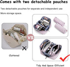 BOYATU Travel Makeup Bag Organizer Cosmetic Bag: 3 Pcs Set Make up Bags for Women with Handle - Waterproof Vegan Leather Toiletry Bag (01-G-Purple)