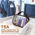 Wedama TSA Approved Toiletry Bag, 4 Pack Clear Makeup Bags with Handles, Quart Size Toiletry Bags, PVC Clear Cosmetic Bags for Women and Men, Carry on Airport Airline Compliant Bag, Black