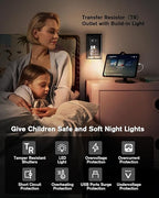 PD USB Outlet with Light,20W Power Delivery USB Receptacle with Night Light, 20A Tamper-Resistant Wall Outlet, Fast Charging Type A & USB-C Charger for Smartphones, Laptops, Tablets (4, Black)