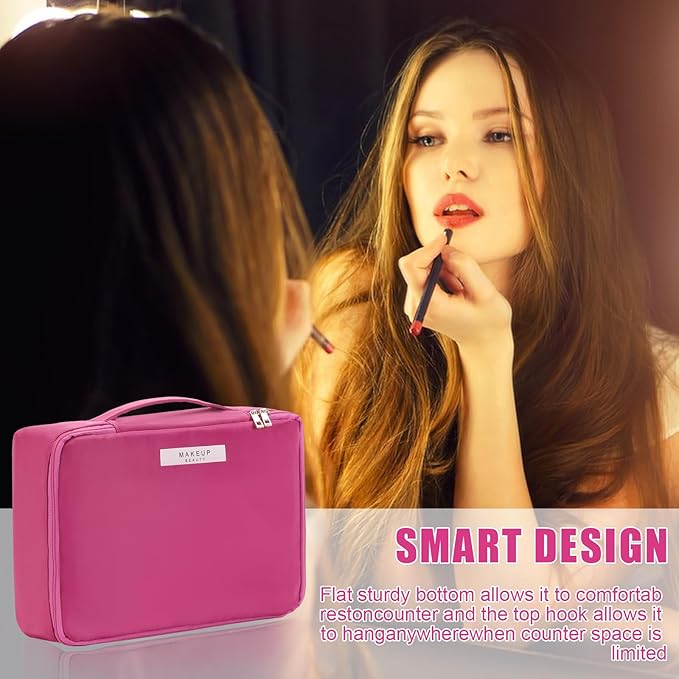Queboom Travel Makeup Bag Cosmetic Bag Makeup Bag Toiletry bag for women and men (Rosy)