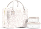 Fit & Fresh Bloomington Lunch Bag for Women - Insulated Large Lunch Box for Work with Containers, Leak-Resistant, Stain-Resistant, Zipper Closure, Feline Fine Ivory