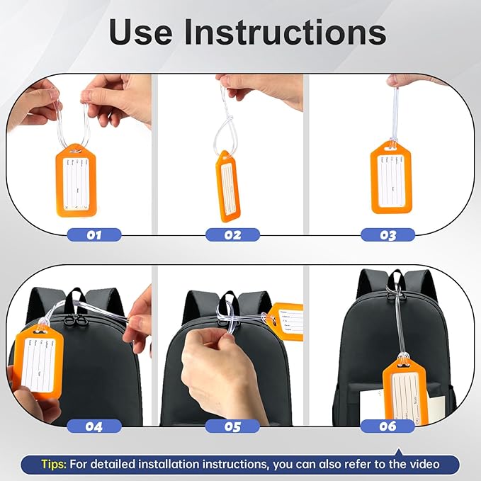 Sodsay 18 PK Luggage Tags for Suitcases (Assorted, Pack of 18 with 9 Vibrant Colors), Luggage Tag, Bag Tag for Baggage, Suitcase Tags Bulk