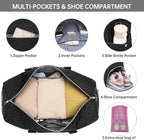 Duffle Bag for Travel, Weekender Bag with Shoe Compartment, Carry On Overnight Bag for Women with Toiletry Bag, Gym Bag with Wet Pocket, Hospital Bags for Labor and Delivery Beige