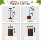 1.6L French Press Coffee Maker, 54oz Large Capacity French Press Stainless Steel Brewer with Double Filter Mesh for Kitchen Travel Camping, Hot & Cold Brew Coffee Maker Gifts (Black)