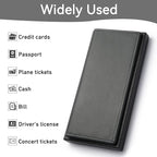 RFID Blocking Leather Passport Holder with AirTag Holder, Travel Wallet with Card Slots, Long Passport Cover for Men & Women (Gray)