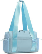 Mini Gym Bag for Women, Yoga Small Sports Bag for Women Girls, Waterproof PU Fitness Tote with Wet Compartment, Sky Blue