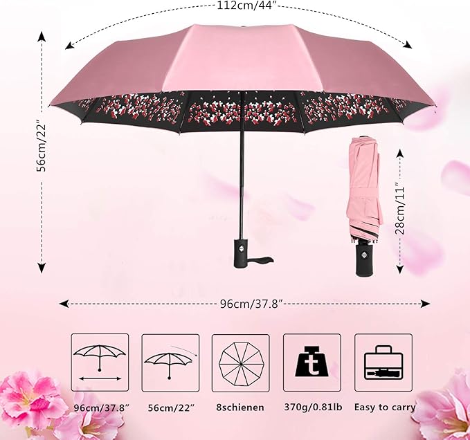 Sakura Umbrella-Windproof Anti Rain/Sun,Cherry Blossom Folding Umbrella